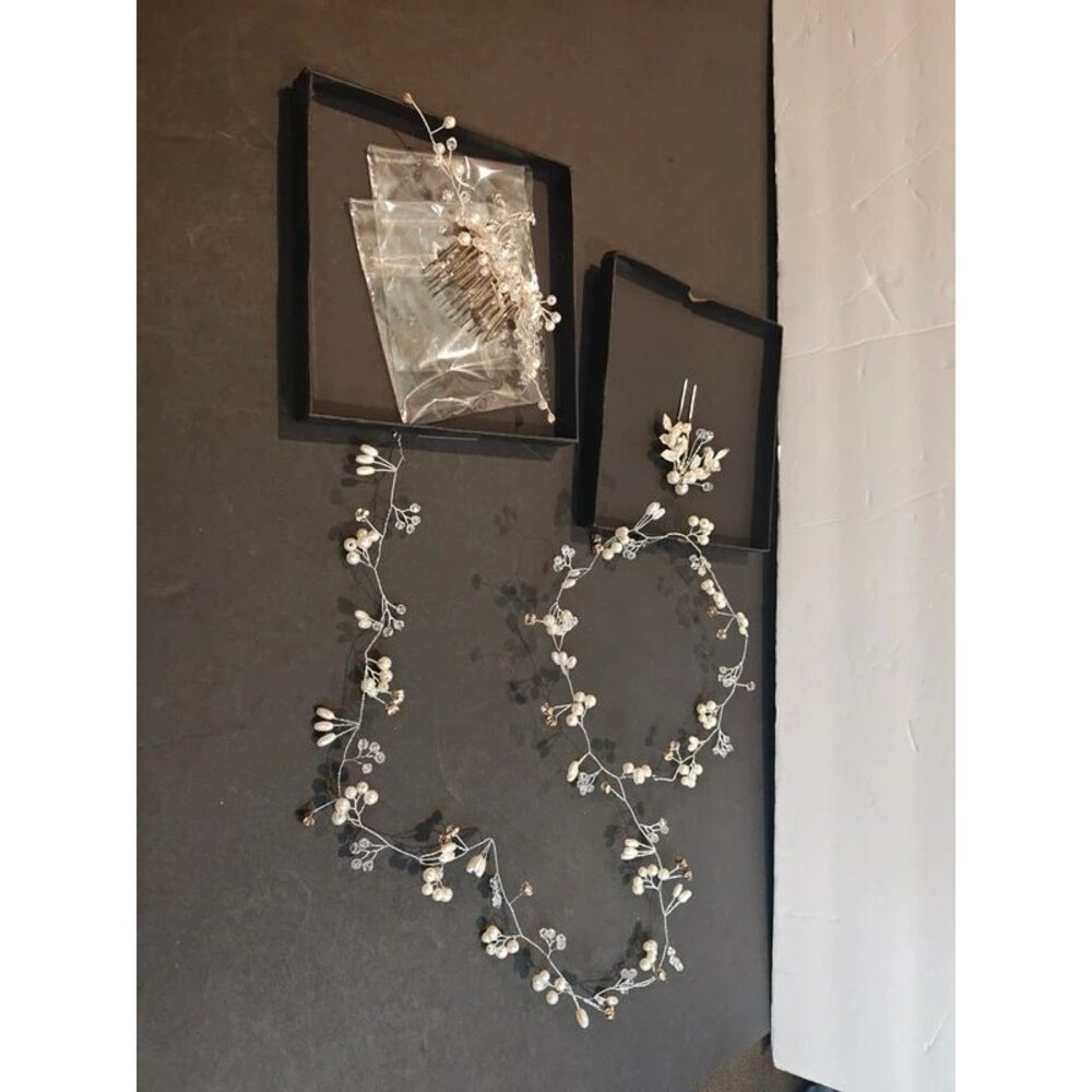 3-Piece Bridal Pearl & Crystal Hair Accessories Set - Vine, Comb & Pin